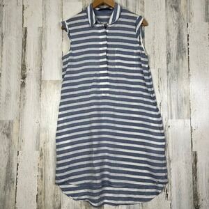 Jenni‎ Kayne Womens Dress Size S Blue White Stripes Sleeveless Pockets Nautical